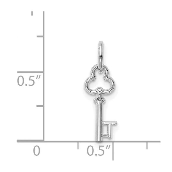 14k White Gold, Hannah Collection, Mini Initial T Shamrock Key Charm - Picture 3 of 5